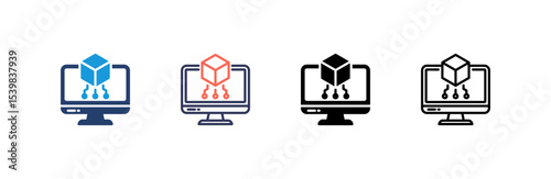 Simulation icon set multiple style collection