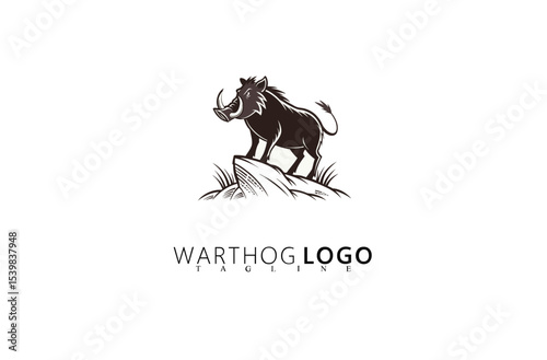 Fierce Warthog Logo Design Featuring Classic Boar Emblem. Perfect for Nature-Focused Companies, Rugged Outdoor Gear Branding, and Wildlife Tour Logos With Bold and Clean Vector Style.

