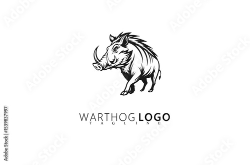 Majestic Warthog Logo Design With Bold Adventure Theme. Wild Boar Emblem for Outdoor Branding, Wildlife Rescue, Hunting Apparel Logos, and Nature-Based Business Identity Graphics.

