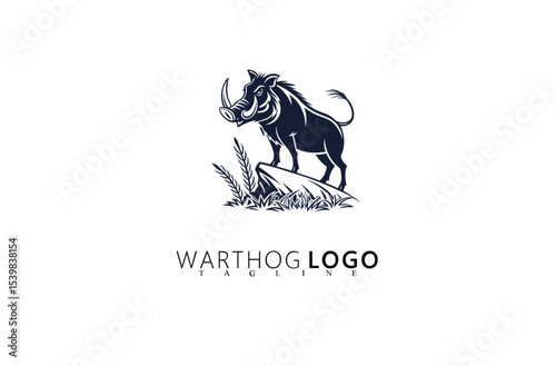 Vintage Adventure Warthog Logo Design With Boar Symbol. Suitable for Bold Wildlife Identity, Rugged Nature Tourism Logos, Safari Gear Branding, and Outdoor Apparel Vector Design Concepts.

