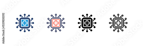 Chip icon set multiple style collection