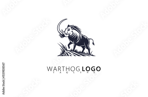 Bold Warthog Logo Design With Vintage Boar Illustration. Great for Adventure-Based Logos, Safari Company Identity, and Hunting Business Branding Featuring Fierce Wildlife Graphics.

