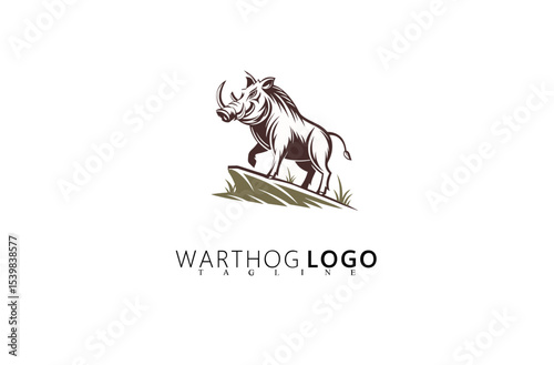 Warthog Logo Design With Strong Boar Symbol for Brands. Suitable for Rugged Outdoor Apparel, Nature Merchandise, Safari Tours, and Adventure Business Identity Using Bold Vector Icons.

