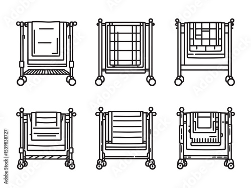hand drawn quilt rack line art for interior decoration