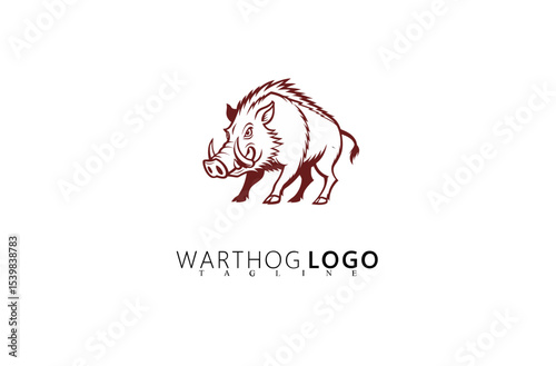 Powerful Warthog Logo Design With a Clean Bold Outline. Ideal for Nature Brands, Wildlife Companies, Hunting Gear Suppliers, and Rugged Outdoor Business Identity Vector Emblem Concepts.

