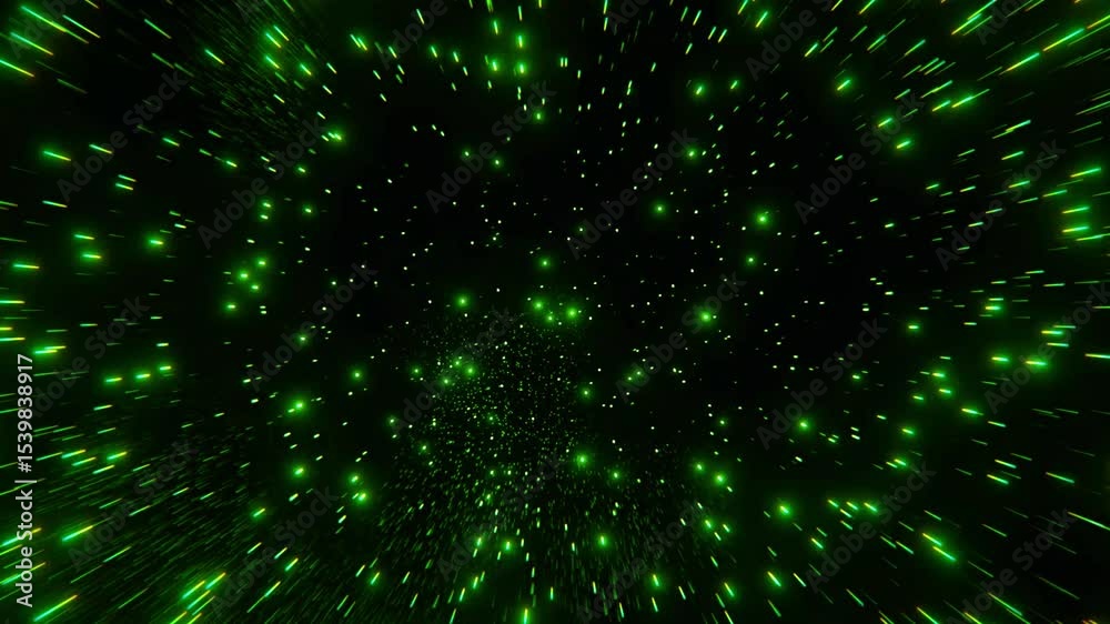 Hypnotic Green Light Trails in Space Abstract 4K Motion Background