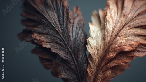 Close-Up of Brown Feathery Leaves Against Dark Background
