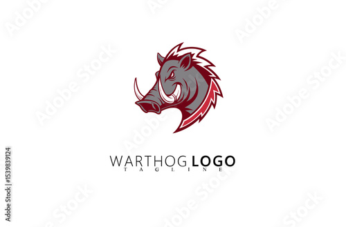 Animal Warthog Logo Design With Bold Outdoor Identity. Rugged Boar Head Icon Ideal for Adventure Tourism, Wildlife Gear, Safari Merchandise, and Nature Lifestyle Business Logos.

