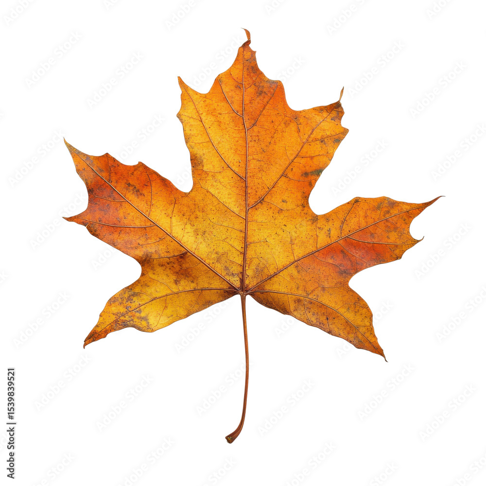 Fototapeta premium A single maple leaf art on transparent background.