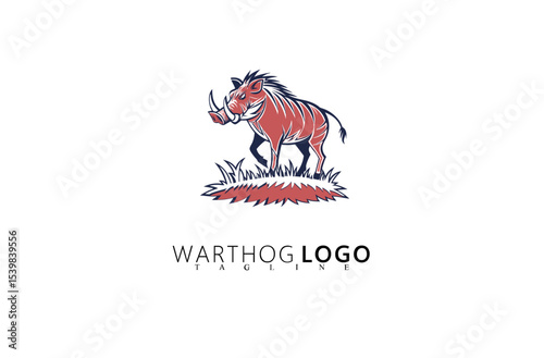 Adventure-Based Warthog Logo Design With Strong Boar Head. Suitable for Hunting Clubs, Outdoor Equipment Brands, Wildlife Tours, and Bold Nature Organization Identity Graphics.

