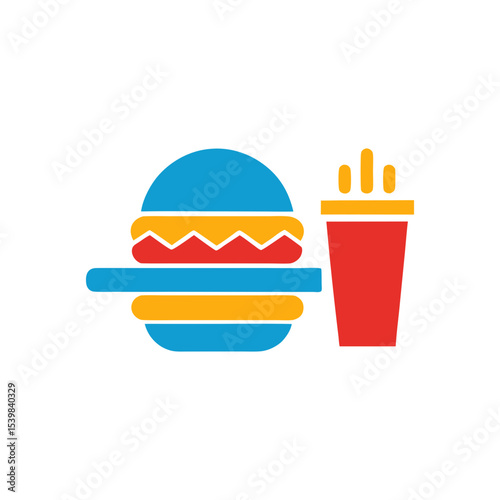 Fast food combo logo icon illustration for quick meal branding and snack icon design