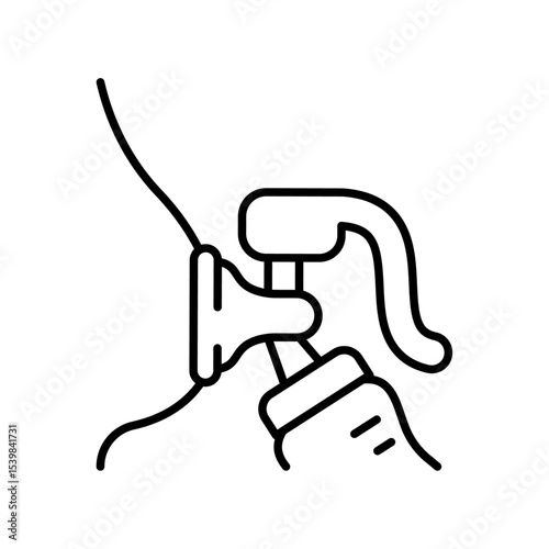 Editable stroke line icon of breast pump isolated on transparent background