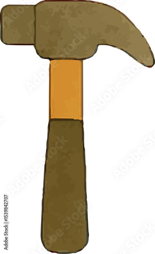 Classic hammer with a wooden handle and steel head, essential for driving nails and breaking materials in road work and construction projects