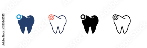 Dentist icon set multiple style collection