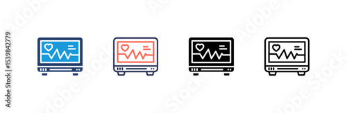 Heart Monitoring icon set multiple style collection