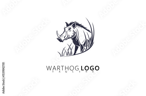 Minimalist Warthog Logo Design With Bold Branding Look. Ideal for Nature Adventure Companies, Wildlife Clothing Lines, Safari Businesses, and Rugged Vector Identity Concepts for Branding.

