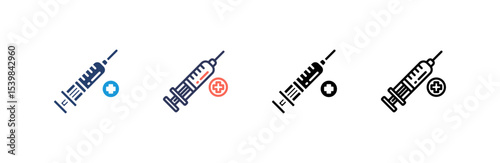 Syringe icon set multiple style collection