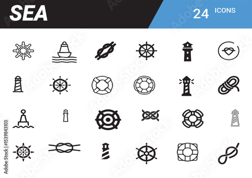 Marine Iconography: A comprehensive collection of meticulously crafted icons depicting the essence of the sea, designed for various applications.