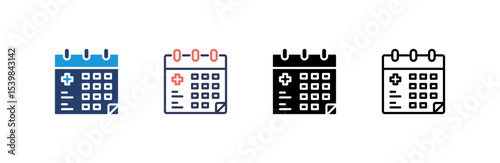 Calendar icon set multiple style collection