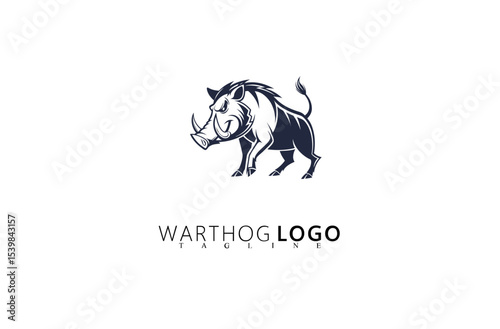 Dominant Warthog Logo Design With Vintage Vector Style. Great for Rugged Brand Identity, Hunting Clubs, Nature Conservation Brands, and Adventure Gear Businesses With a Bold Boar Symbol.

