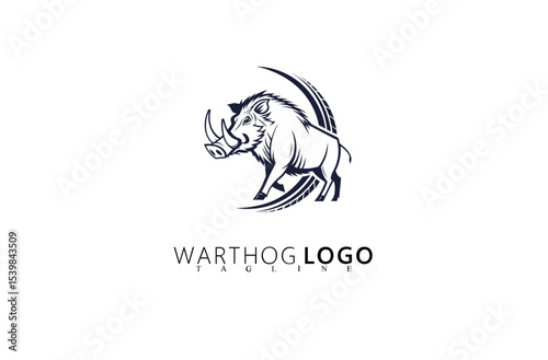 Vintage Bold Warthog Logo Design for Wildlife Branding. Boar Head Icon Ideal for Outdoor Adventures, Nature Tourism Logos, and Rustic Safari Branding Concepts With Classic Graphic Aesthetics.

