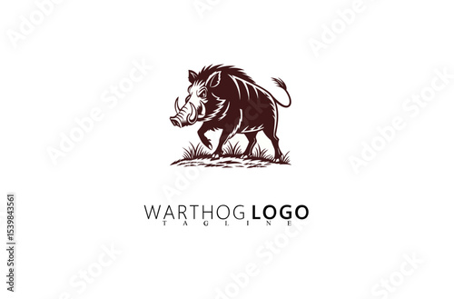 Sharp and Fierce Warthog Logo Design for Identity Use. Powerful Boar Icon Vector for Hunting Clubs, Safari Tours, and Wildlife Organizations Needing a Bold, Recognizable Branding Graphic.

