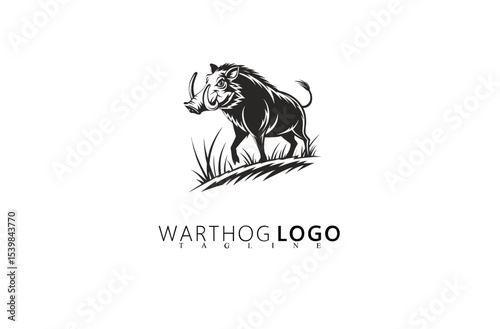 Adventure-Driven Warthog Logo Design for Outdoor Brands. Boar Vector Illustration With a Bold Aesthetic Perfect for Hunting Gear, Safari Tours, and Wildlife Organization Branding Needs.


