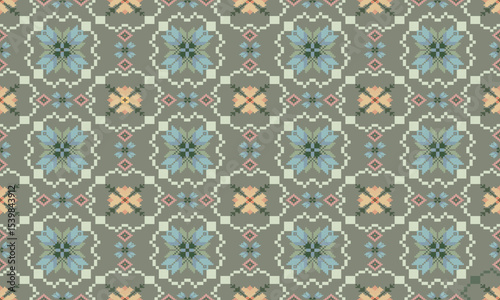 Pixel art flowers patterns 