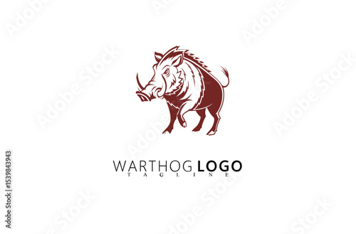 Wilderness-Inspired Warthog Logo Design for Branding. Strong Boar Icon Vector for Use in Nature Tourism Logos, Hunting Clubs, and Outdoor Business Identity Concepts With Wild Visual Energy.

