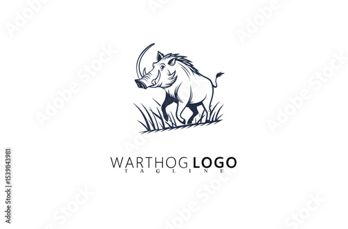 Aggressive Warthog Logo Design with Outdoor Branding Appeal. Ideal for Safari Tours, Rugged Adventure Companies, and Wildlife Organizations Seeking a Bold and Dominant Boar Identity.

