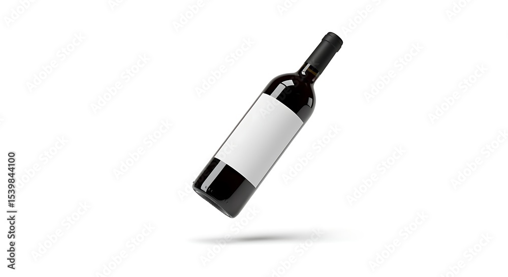 Fototapeta premium Red wine bottle with blank label isolated on white background