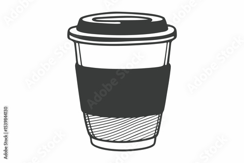 Hand drawn sketch of a disposable coffee cup