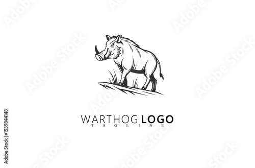 Strong Warthog Logo Design with Bold Wildlife Theme. Suitable for Brand Identity in Outdoor Equipment, Wildlife Rescue Projects, and Animal Conservation Organizations With a Rugged Design Feel.


