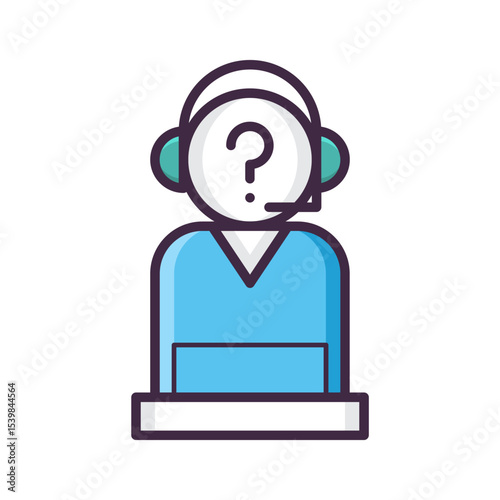 Illustration of a customer service representative with a question mark on their face icon design