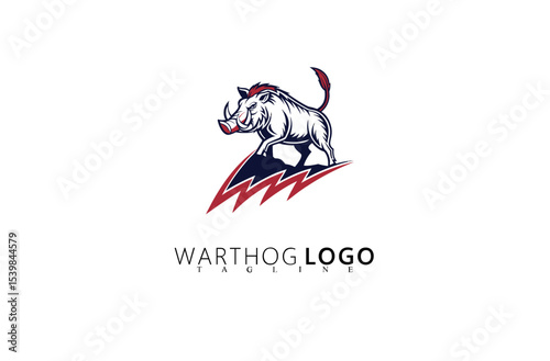 Powerful and Vintage Warthog Logo Design for Identity. Bold Wild Boar Silhouette Vector for Wildlife Adventure Companies, Rugged Branding Projects, and Nature-Focused Outdoor Business Logos.

