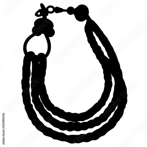 Silhouette of necklace clasp closing hemp necklace on white background, jewelry accessory style