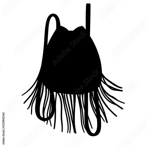 Silhouette of fringe crossbody bag in motion, boho free-spirited style
