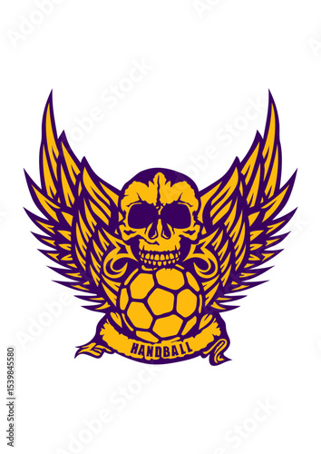 handball aile tete de mort logo club crane