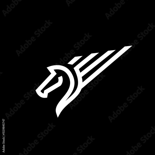 simple horse with wing line icon logo vector design, modern animal logo pictogram design. stallion horse pegasus unicorn logo design in lineoutline style vector 