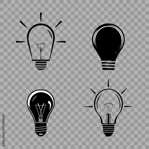 Light bulb icons on transparent background. Vector illustration.