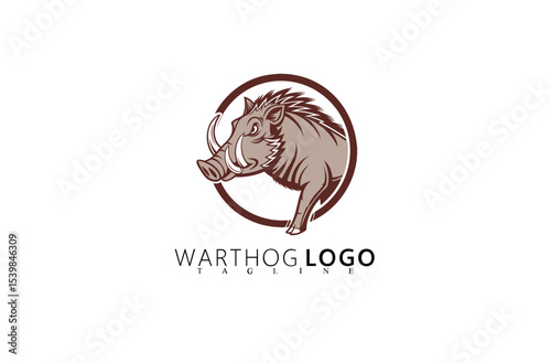 Powerful and Stylish Warthog Logo Design Vector Illustration. Great for Branding Purposes in Wildlife, Adventure, or Outdoor Business Industries Looking for Strong and Rugged Visual Identity.

