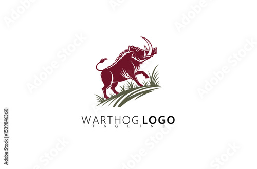 Classic Warthog Logo Design for Nature-Based Branding. Wild Boar Head Vector Icon with Vintage Styling Ideal for Wildlife, Safari, and Outdoor Gear Brand Identity and Conservation Branding.

