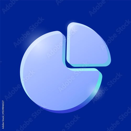 3d pie chart for financial planning or asset allocation investment concept, business management, stock market, fund and capital profit gain economy and tax. Gradient iridescent hologram icon vector.