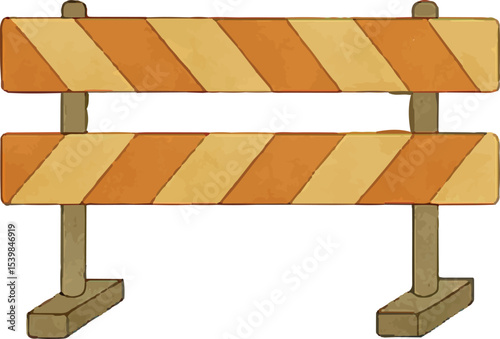 Orange and white striped barrier with reflective strips, used to block off road work areas, ensuring safety by guiding traffic and protecting construction zones