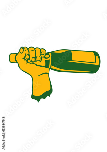 main bouteille tient goulot alcool 