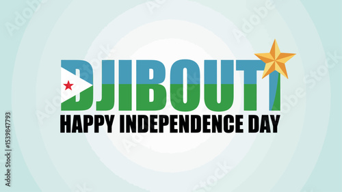 Djibouti Independence Day Flag Text Star Design Celebration Poster Art photo