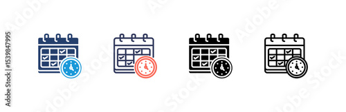 Schedule icon set multiple style collection
