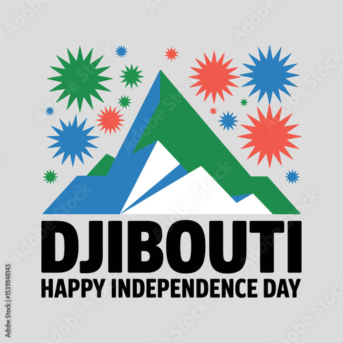 Djibouti Independence Day Mountain Sunrise Graphic Poster Design Celebration photo