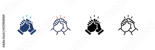 Arm Wrestling icon set multiple style collection