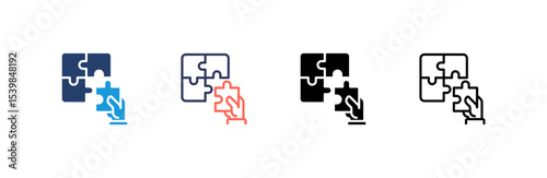 Puzzle icon set multiple style collection